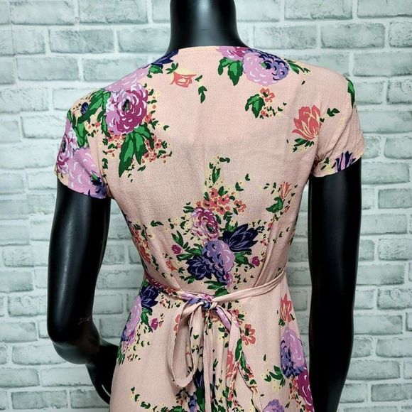 & Other Stories 4 Dusty Rose Pink Boho Floral‎ Wrap Tie Waist Summer Dress - Picture 8 of 12